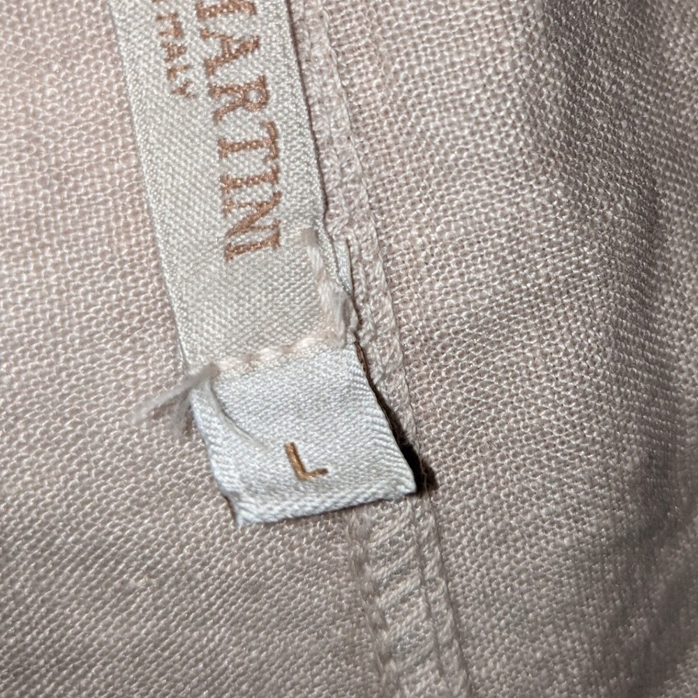 Stella Martini Italy Womens Linen Shift Dress Beige Tie Neck Sleeveless Art A211 - Picture 9 of 16